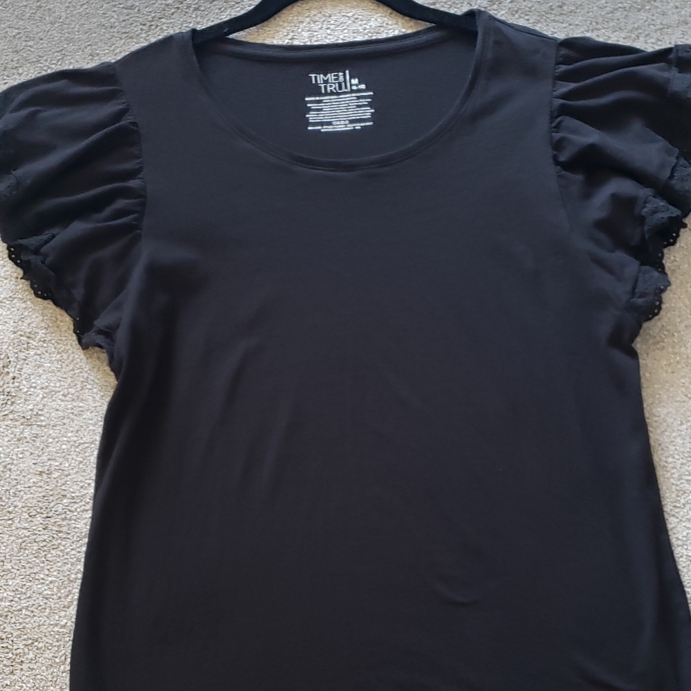 Cute flutter sleeve black shirt